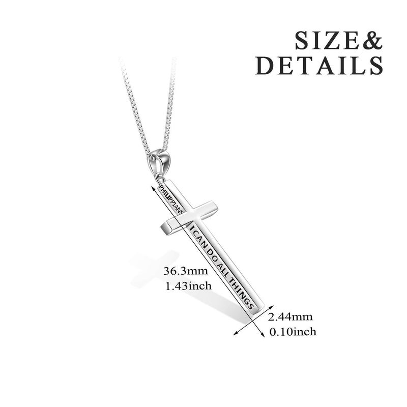 POPLYKE Cross Necklace for Women 925 Sterling Silver Cross Necklace for Men I Can Do All The Things Inspirational Necklace Jewelry for Mothers Day Birthday Gifts 20+2'' - Image 4
